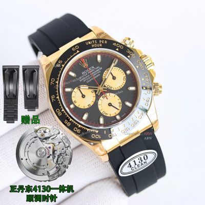 Clean Factory Rolex Daytona 4130 Black Face Watch 
